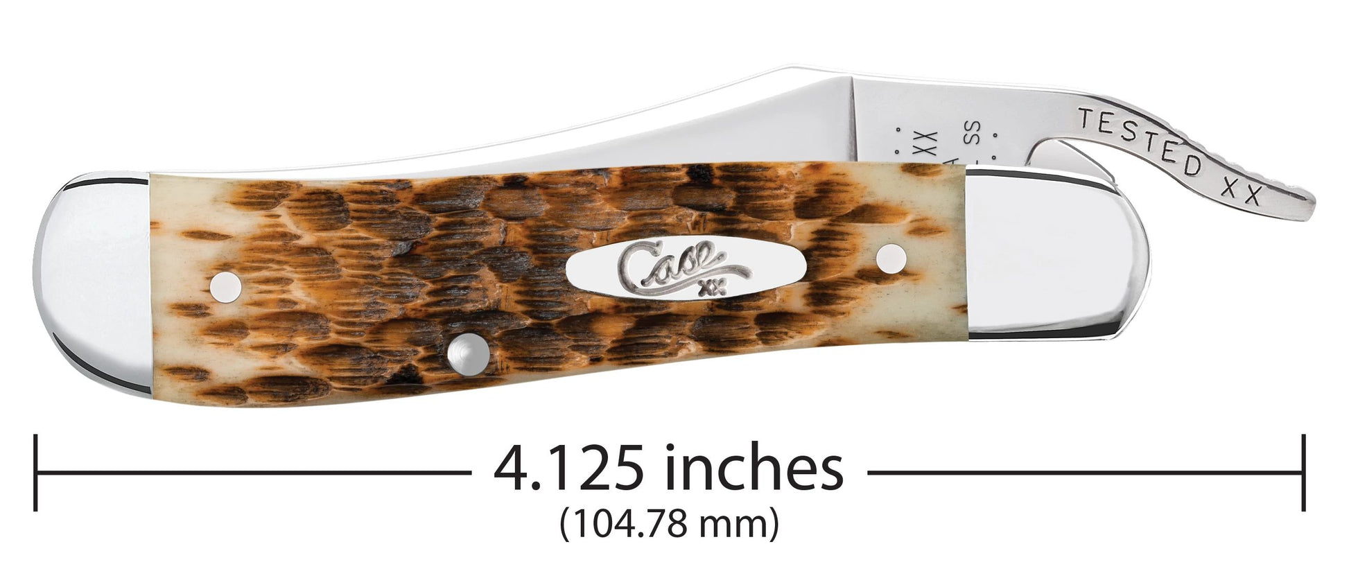 Case 00260 RussLock closed showing 4.25 inch profile with oval nickel silver Case script shield — ClassicBlades
