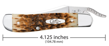 Case 00260 RussLock closed showing 4.25 inch profile with oval nickel silver Case script shield — ClassicBlades