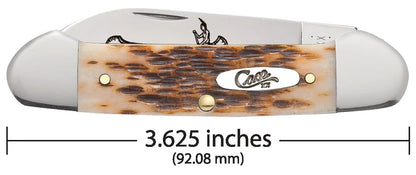Case 00263 Canoe closed showing 3.625 inch profile with nickel silver Case shield — ClassicBlades