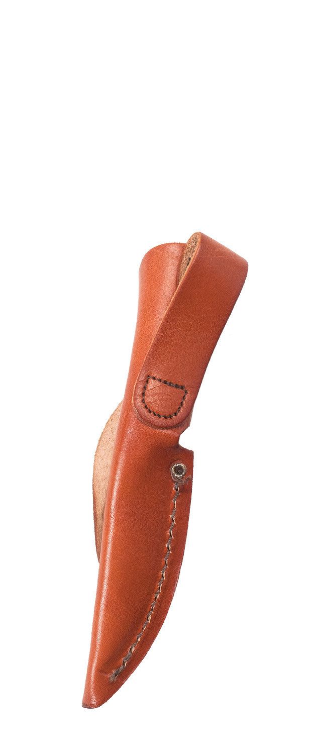 Case 00379 Mini Finn Hunter fixed blade genuine brown leather belt sheath — ClassicBlades
