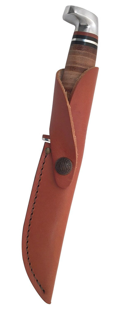 Case 00381 Leather Utility Hunter fixed blade knife with genuine brown leather belt sheath — ClassicBlades