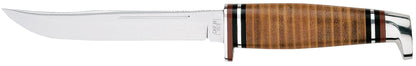Case 00381 Leather Utility Hunter 5.13 inch Tru-Sharp stainless mirror polish clip blade with sabre concave grind — ClassicBlades