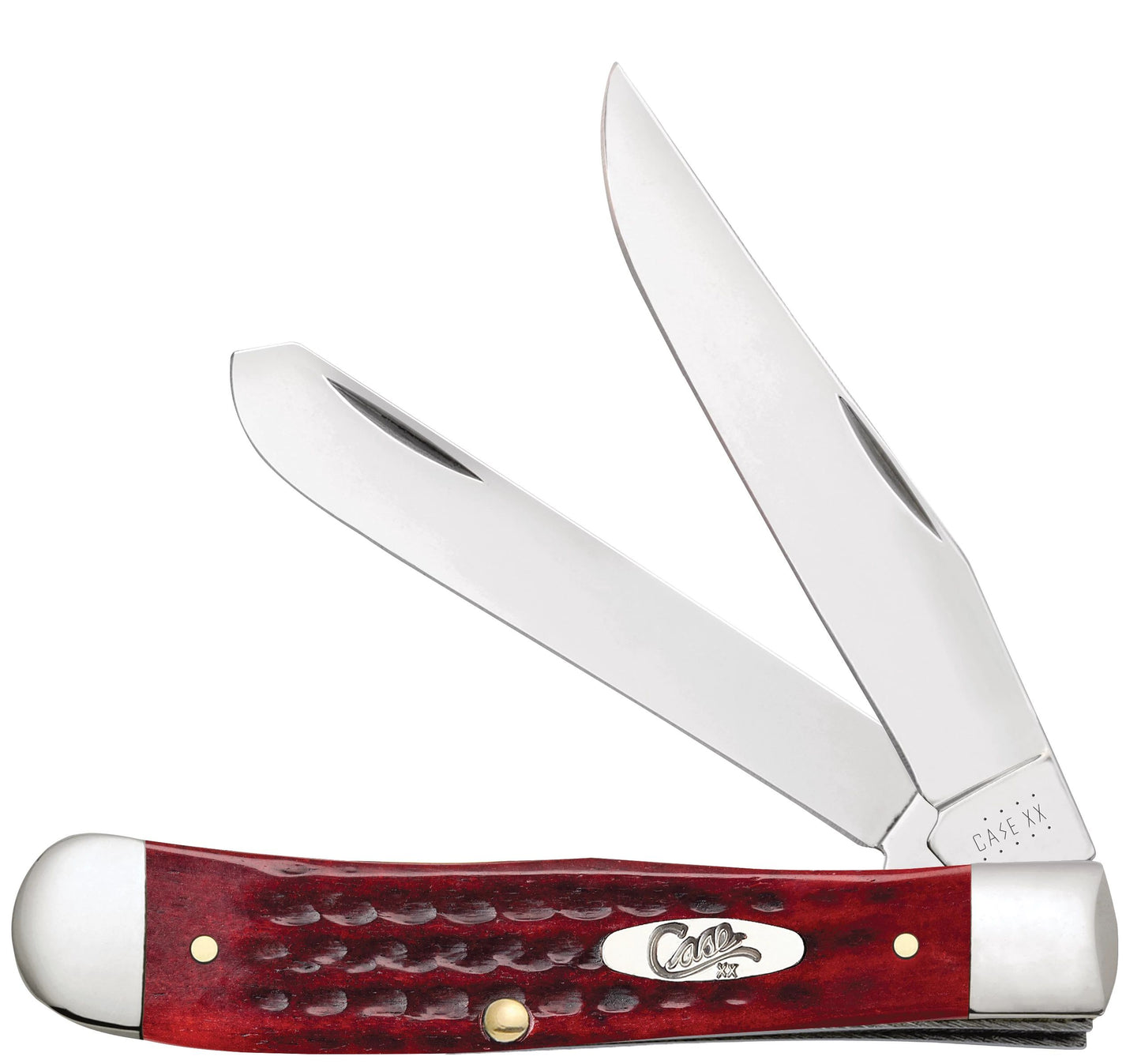 Case 00783 Pocket Worn Old Red Bone Trapper pocket knife with corn cob jigged handle and nickel silver bolsters — ClassicBlades