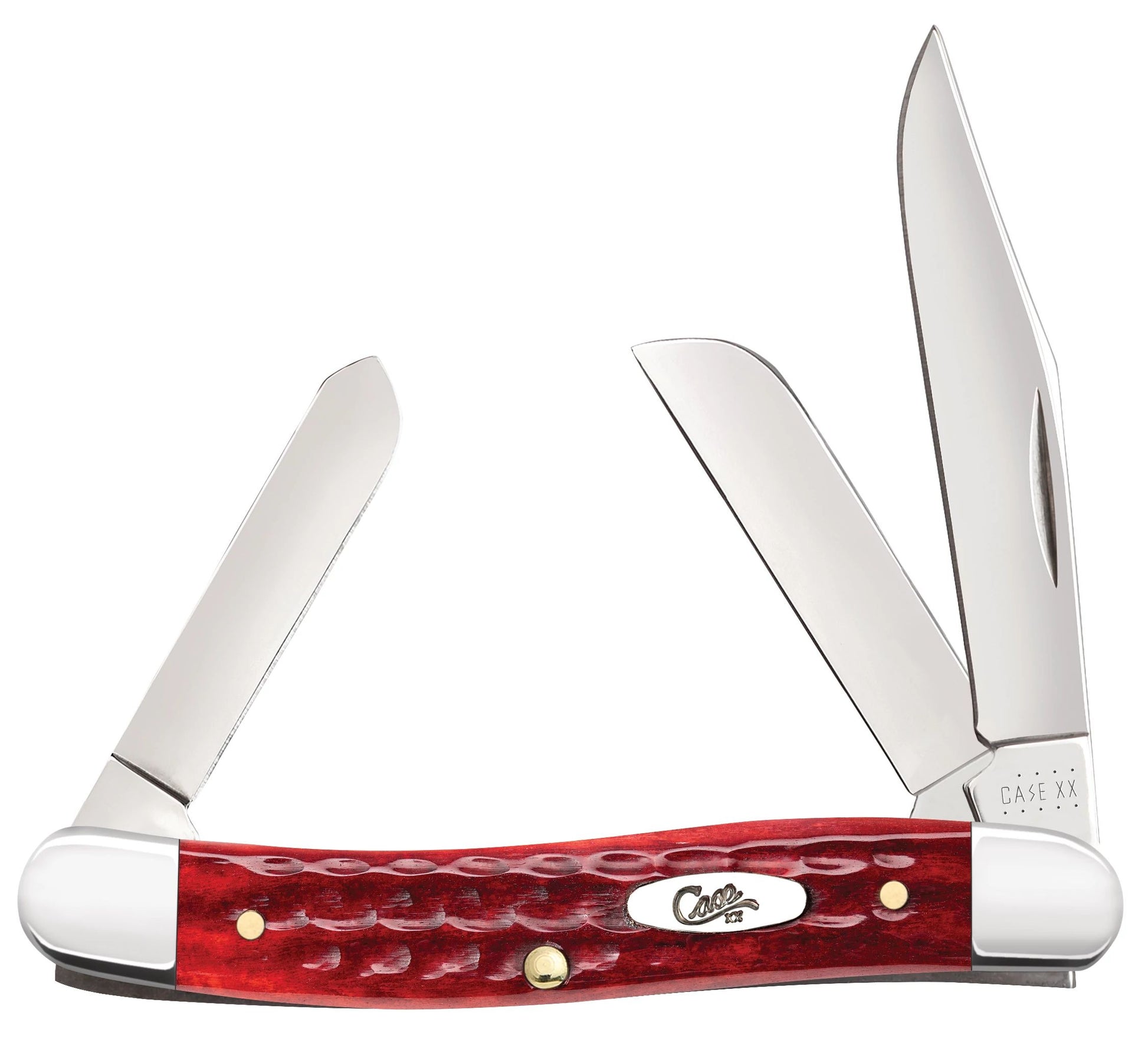Case 00786 Pocket Worn Old Red Bone Medium Stockman pocket knife with corn cob jigged handle and nickel silver bolsters — ClassicBlades