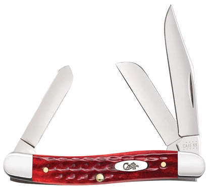 Case 00786 Pocket Worn Old Red Bone Medium Stockman pocket knife with corn cob jigged handle and nickel silver bolsters — ClassicBlades