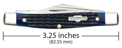 Case 02806 Blue Bone Medium Stockman closed showing 3.25 inch profile with Chevron nickel silver Case USA inlay shield — ClassicBlades