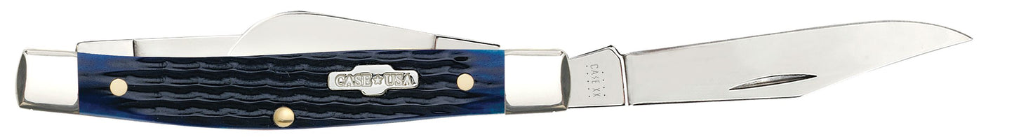 Case 02806 Blue Bone Medium Stockman 2.42 inch clip, 1.58 inch sheepfoot and 1.57 inch pen Tru-Sharp stainless blades — ClassicBlades