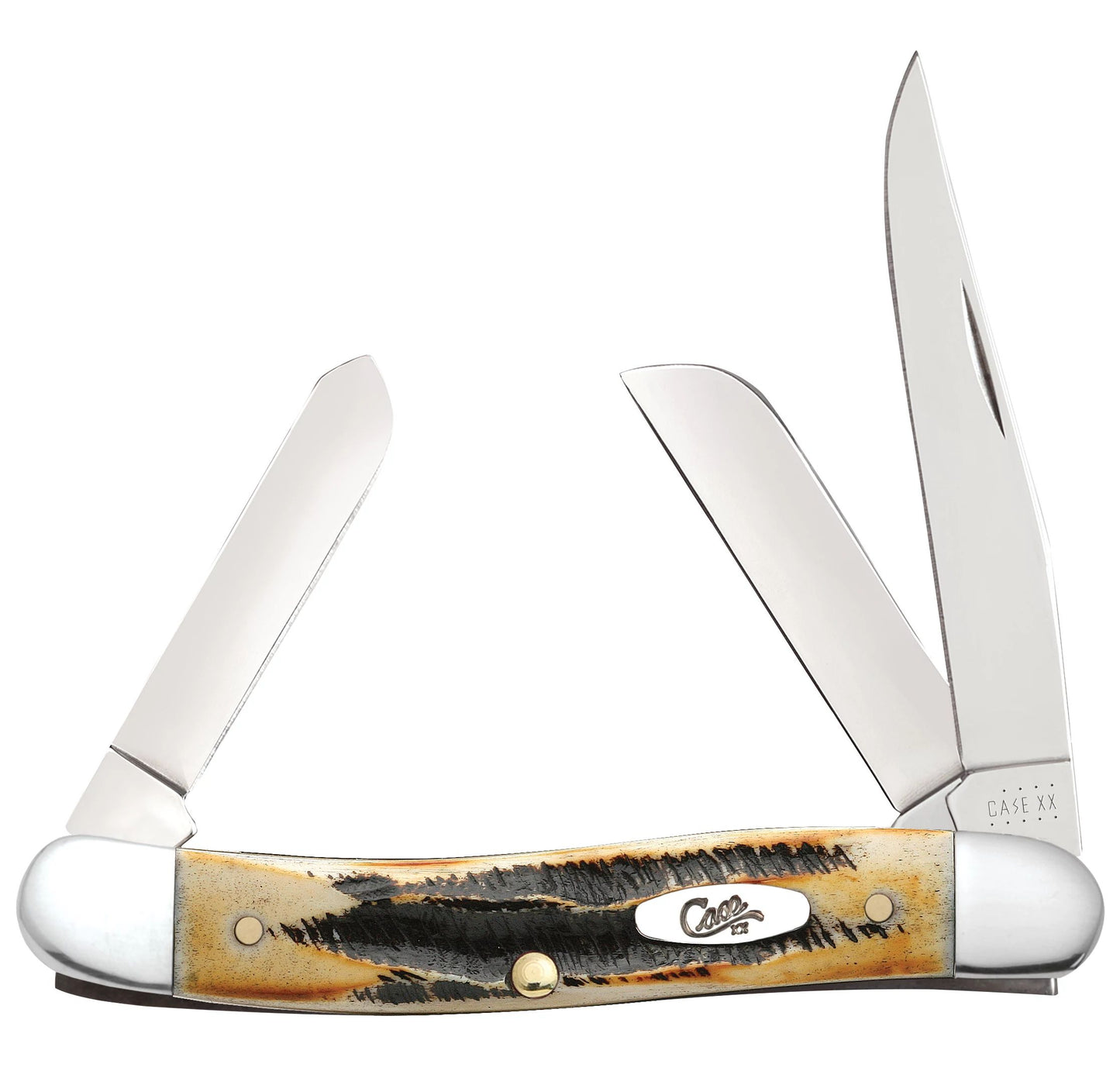 Case 03578 6.5 BoneStag Medium Stockman pocket knife with hand-flamed jigged BoneStag handle and nickel silver bolsters — ClassicBlades