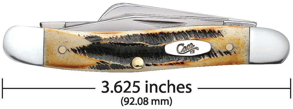 Case 03578 BoneStag Medium Stockman closed showing 3.63 inch profile with oval nickel silver Case script shield — ClassicBlades