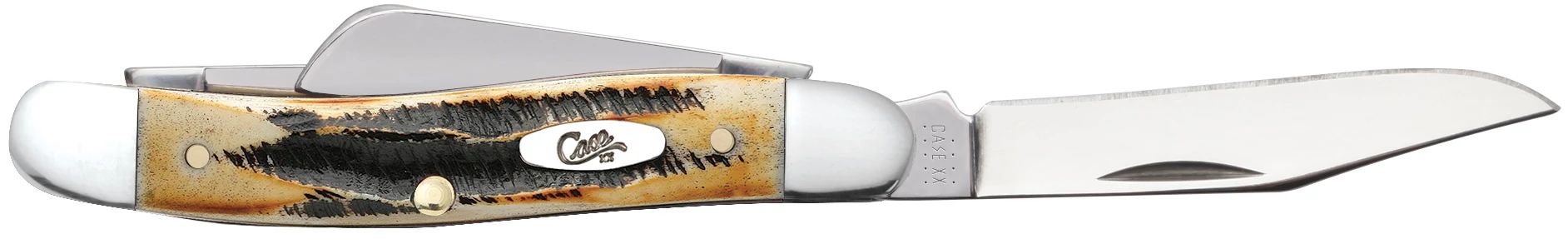 Case 03578 BoneStag Medium Stockman 2.57 inch clip, 1.88 inch sheepfoot and 1.71 inch spey Tru-Sharp stainless blades — ClassicBlades