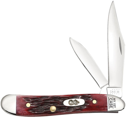 Case 03693 My First Case Peanut pocket knife with Pocket Worn old red bone handle — ClassicBlades