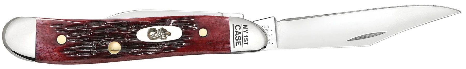 Case 03693 My First Case Peanut 2.125 inch Tru-Sharp stainless clip blade and pen blade detail — ClassicBlades