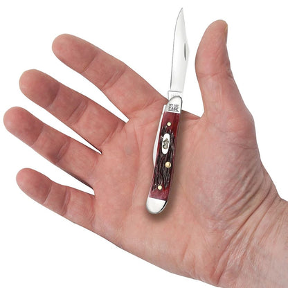 Case 03693 My First Case Peanut peach seed jigged old red bone handle with oval nickel silver shield — ClassicBlades