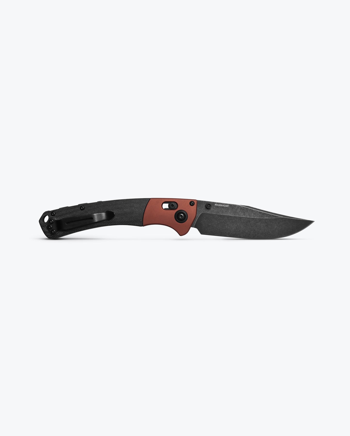 Benchmade 15080BK-04 Crooked River black canvas Micarta handle with burnt copper anodized aluminum bolster and black oxide hardware — ClassicBlades