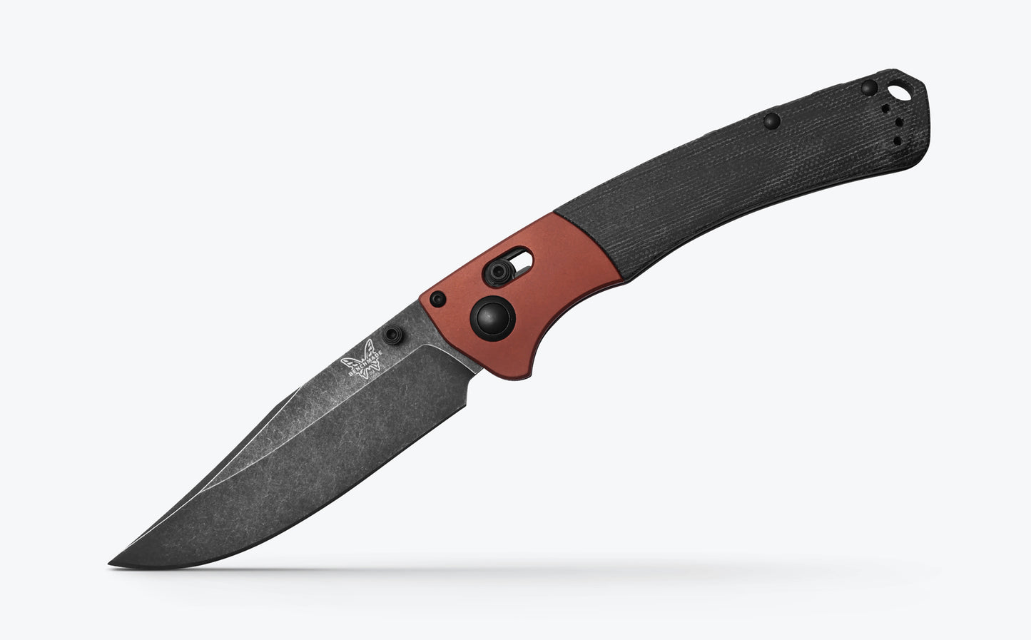Benchmade 15080BK-04 Crooked River 4 inch CPM-MagnaCut DLC Battlewash clip-point blade detail — ClassicBlades