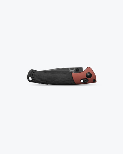 Benchmade 15085BK-04 Mini Crooked River closed showing 4.50 inch profile with black Micarta handle and split-arrow pocket clip — ClassicBlades