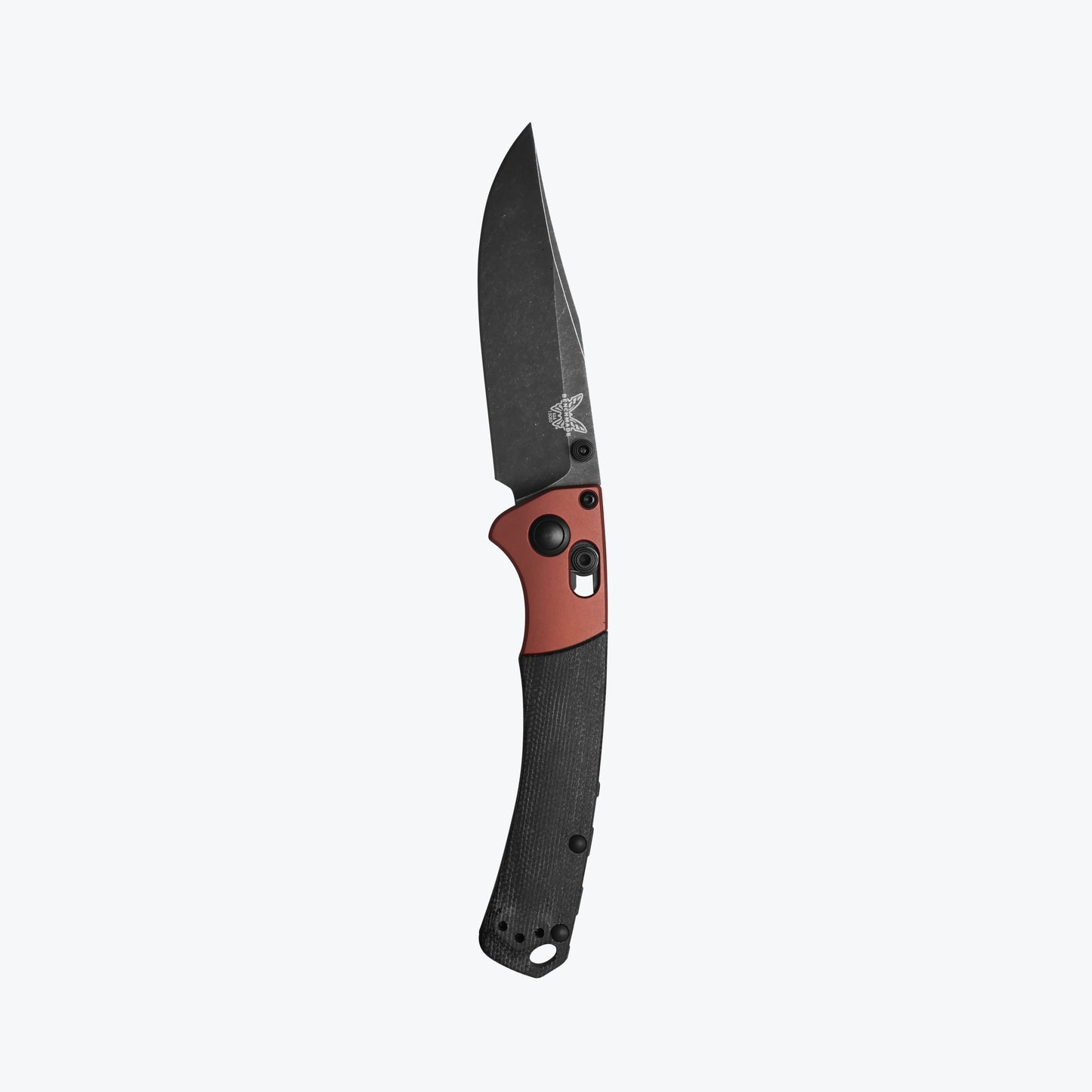 Benchmade 15085BK-04 Mini Crooked River black canvas Micarta handle with burnt copper anodized aluminum bolster and black hardware — ClassicBlades
