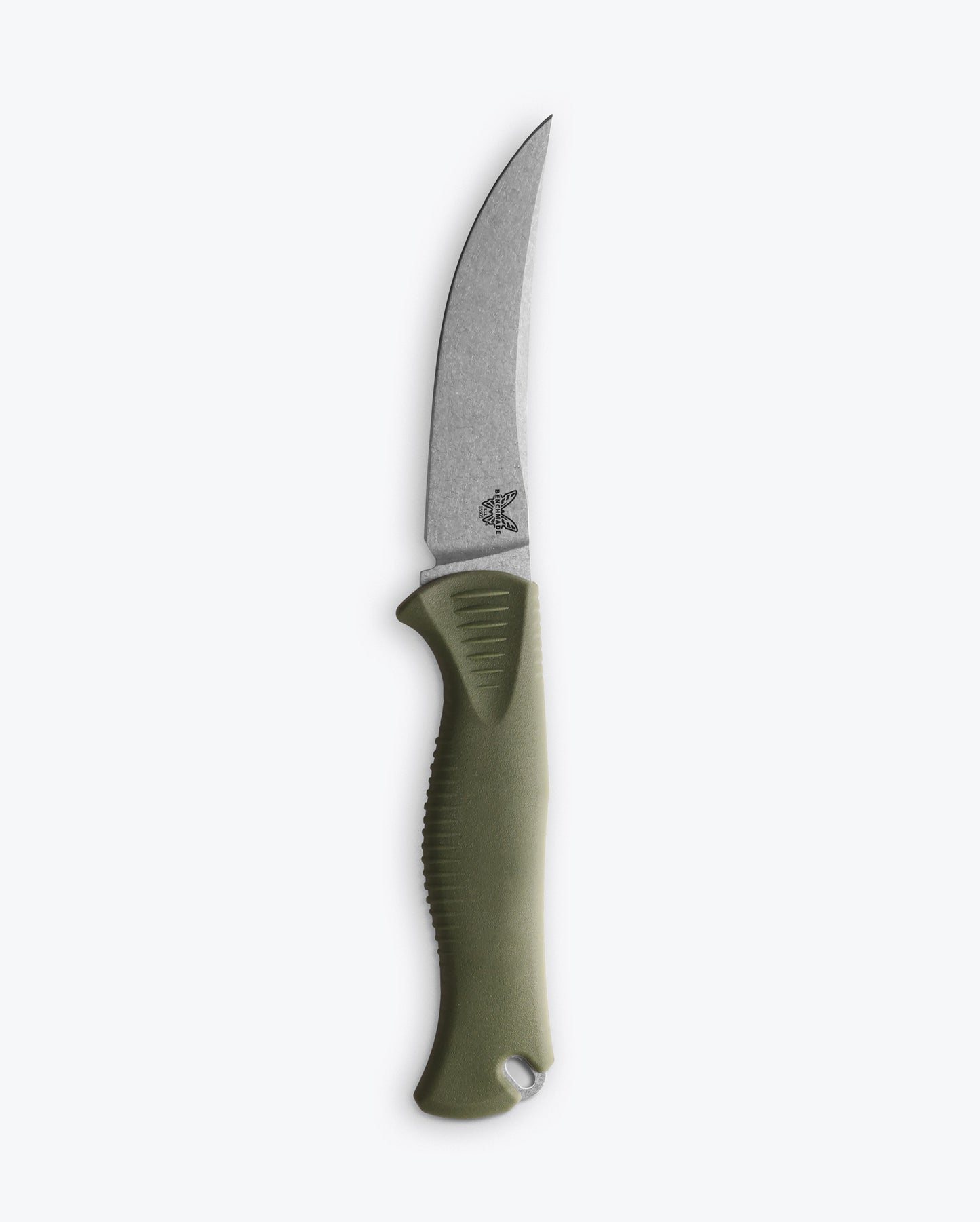 Benchmade 15505 Mini Meatcrafter dark olive Santoprene handle with full tang construction and ergonomic contours — ClassicBlades
