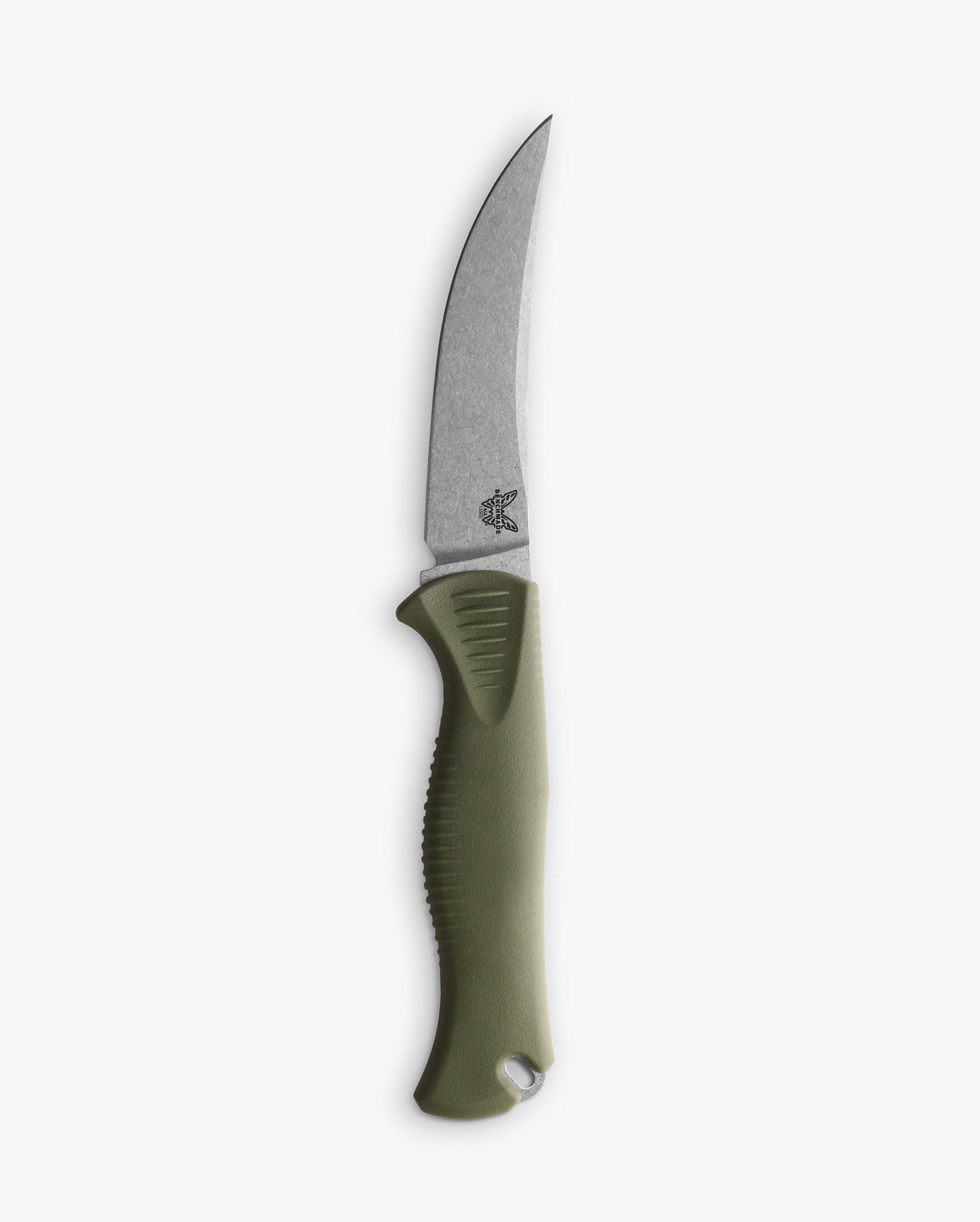 Benchmade 15505 Mini Meatcrafter dark olive Santoprene handle with full tang construction and ergonomic contours — ClassicBlades