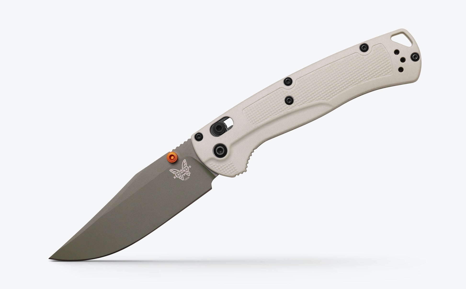 Benchmade 15536GN-01 Taggedout 3.5 inch Elmax Forest Green Cerakote clip-point blade detail — ClassicBlades