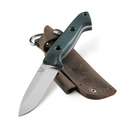 Benchmade 162 Bushcrafter Sibert Fixed Blade Knife Green G-10 Handle 4.43" Satin S30V Blade