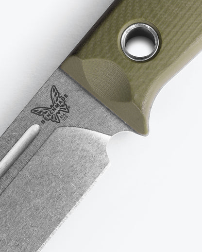 Benchmade 163-1 Bushcrafter 4.38 inch CPM-S30V stonewash drop point blade with fuller and flat grind detail — ClassicBlades
