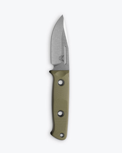 Benchmade 165-1 Mini Bushcrafter with red liners, hollow pins and lanyard hole — ClassicBlades