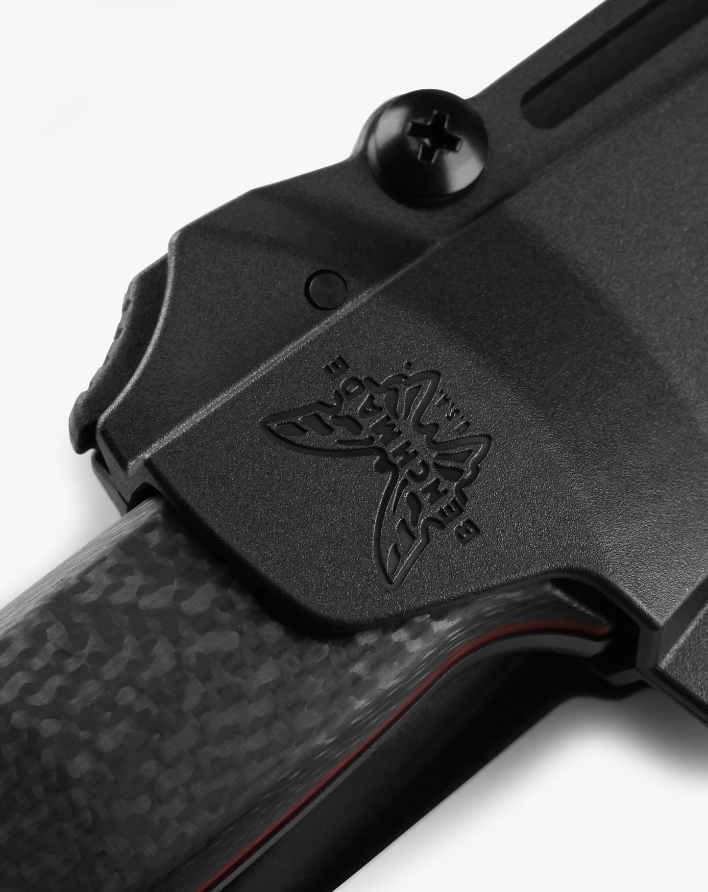 Benchmade 165BK Mini Bushcrafter  with modular injection-molded sheath and push-button retention release — ClassicBlades