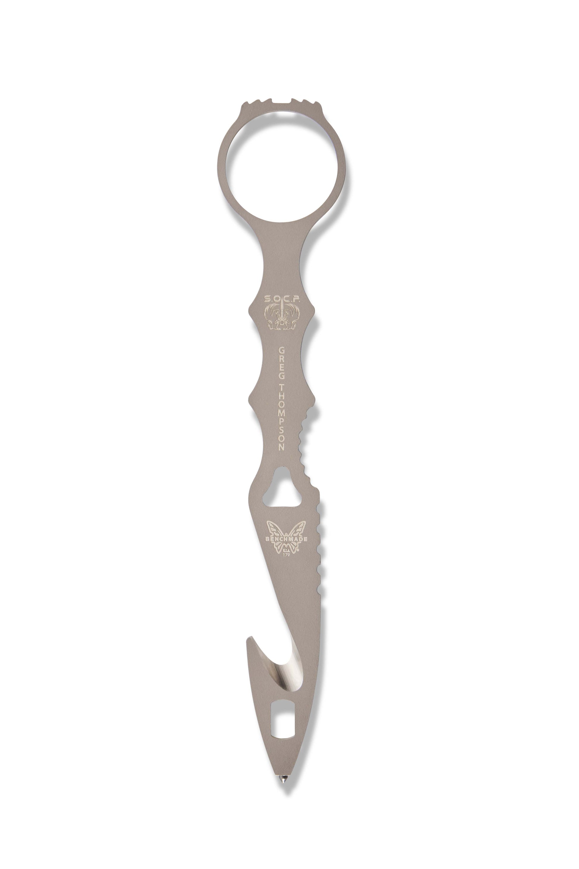 Benchmade 179GRY SOCP Rescue Tool with integrated O2 wrench and finger ring for secure deployment — ClassicBlades