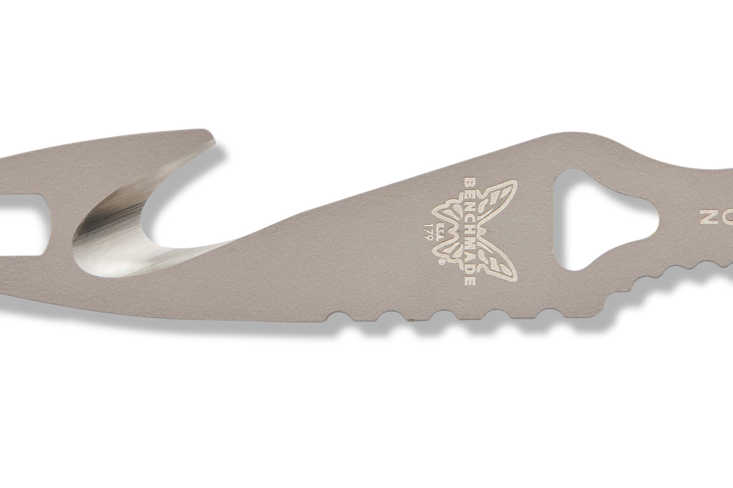 Benchmade 179GRY SOCP Rescue Tool with gray 440C rescue hook, glass breaker and finger ring detail— ClassicBlades