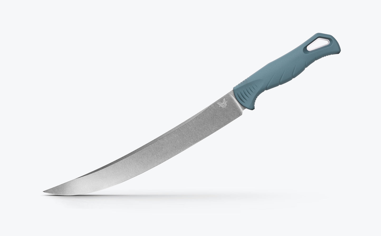 Benchmade 18020 Fishcrafter 9 inch CPM-MagnaCut satin trailing point blade with upswept tip and SelectEdge detail — ClassicBlades