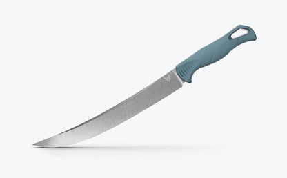 Benchmade 18020 Fishcrafter 9 inch CPM-MagnaCut satin trailing point blade with upswept tip and SelectEdge detail — ClassicBlades