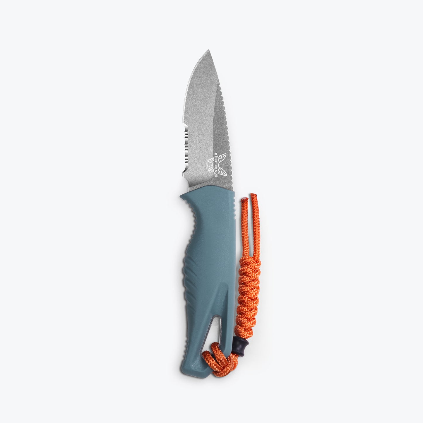 Benchmade 18050S Intersect depth blue Santoprene handle showing full jimping coverage on handle and spine — ClassicBlades