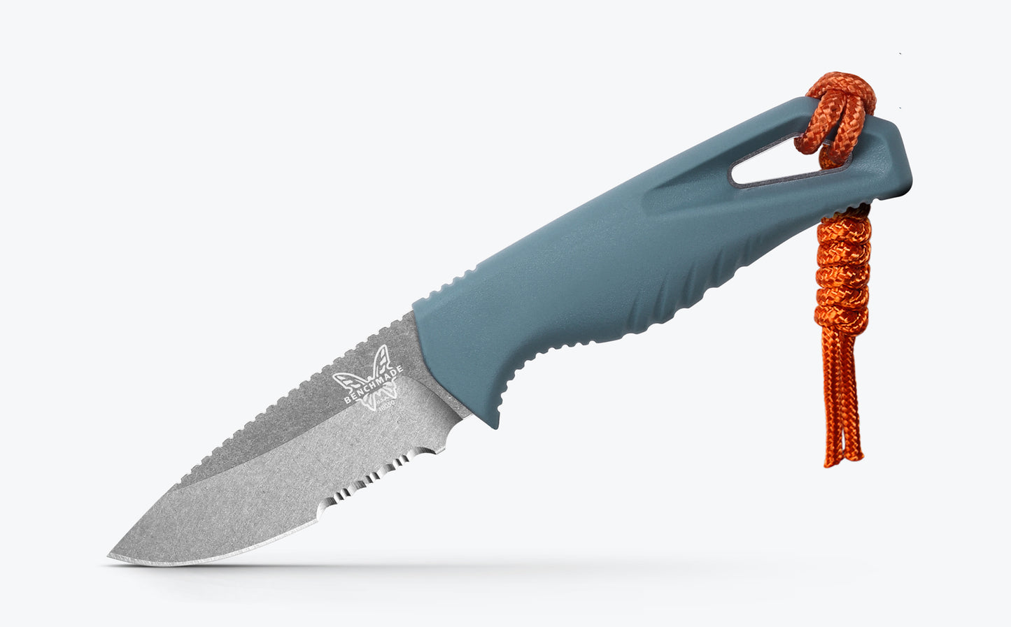 Benchmade 18050S Intersect 2.75 inch CPM-MagnaCut stonewash partially serrated drop point blade detail — ClassicBlades