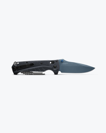 Benchmade 18060BT-01 Adira tempest gray Grivory handle with blue PVD thumb stud, charcoal paracord lanyard and AXIS Lock — ClassicBlades
