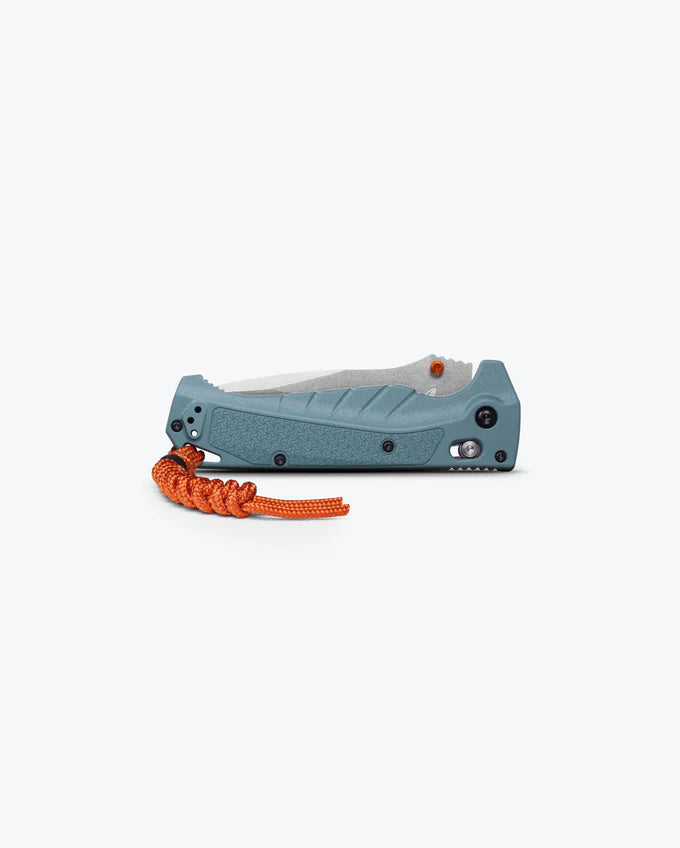 Benchmade 18060 Adira closed showing 5.12 inch profile with depth blue handle and black oxide deep-carry pocket clip — ClassicBlades