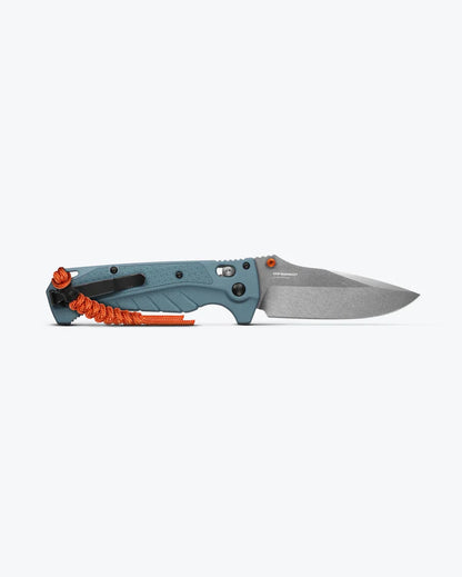 Benchmade 18060 Adira 3.88 inch CPM-MagnaCut stonewash drop point blade with AXIS Lock detail — ClassicBlades