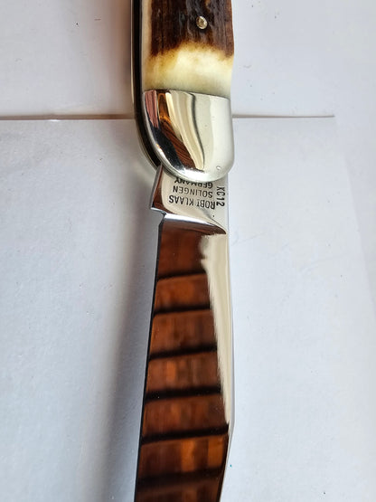 Vintage ROBT KLAAS KISSING CRANE SOLINGEN GERMANY POWDERHORN KC12 STAG TOOTHPICK KNIFE