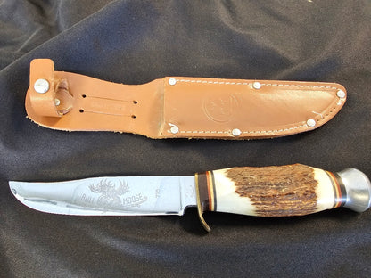 Vintage Kissing Crane Solingen Germany Bull Moose #715 Fixed Blade Knife w/ Original Sheath