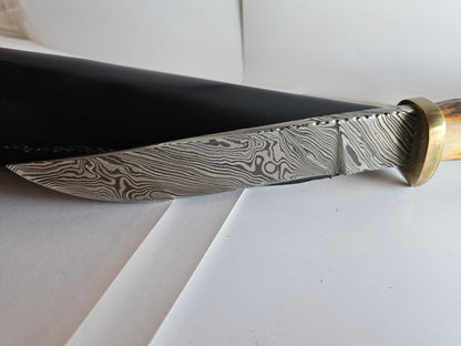 J.A. Lonewolf Custom Made Damascus Blade Knife Scrimshaw Handle Florida State Seminoles