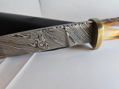 J.A. Lonewolf Custom Made Damascus Blade Knife Scrimshaw Handle Florida State Seminoles