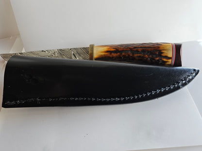 J.A. Lonewolf Custom Made Damascus Blade Knife Scrimshaw Handle Florida State Seminoles