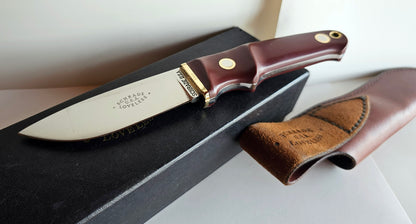 Vintage Schrade - Loveless Hunter # RL-2 Burgundy Delrin handles with Brass Guard #3902 Drop Point