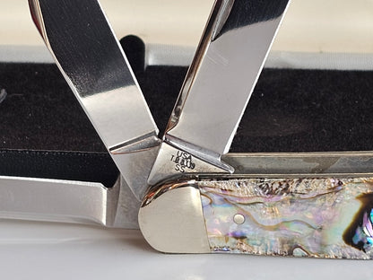 Case XX 2003 5 Blade Mother Of Pearl Series Tony Bose Abalone 5 Blade Sowbelly Knife 1 of 500