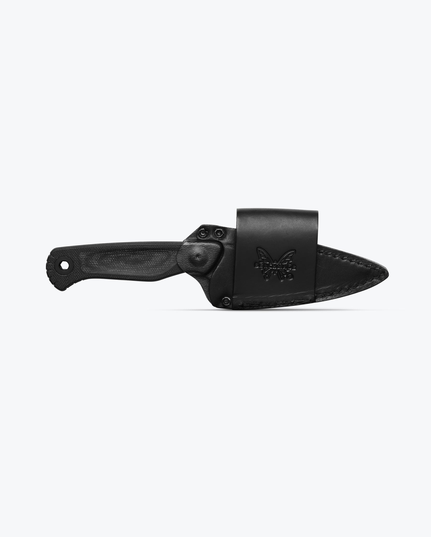 Benchmade 203BK-02 Dacian fixed blade knife and black leather scout-carry sheath and Boltaron insert — ClassicBlades