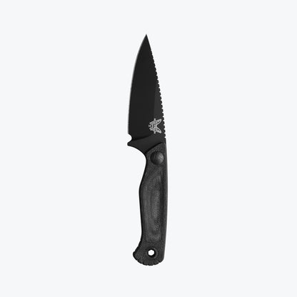 Benchmade 203BK-02 Dacian black canvas Micarta handle with deep finger grooves, full tang and lanyard hole — ClassicBlades