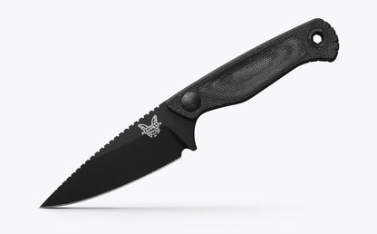 Benchmade 203BK-02 Dacian black canvas Micarta handle with deep finger grooves, full tang and lanyard hole — ClassicBlades