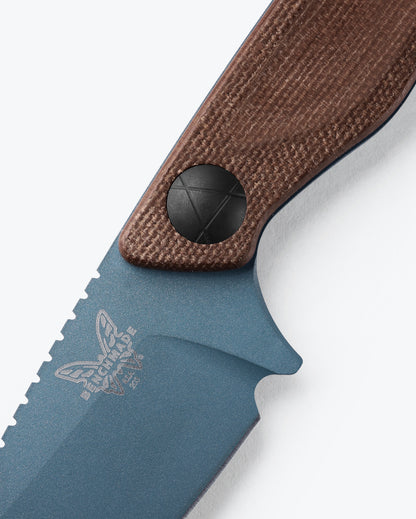 Benchmade 203BT-03 Close-up Dacian 3.54 inch CPM-MagnaCut blue titanium Cerakote spear point blade detail — ClassicBlades