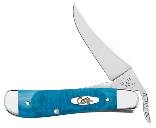 Case 25589 RussLock folding knife with sawcut jigged Caribbean blue bone handle and nickel silver bolsters — ClassicBlades