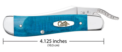 Case 25589 RussLock closed showing 4.25 inch profile with oval nickel silver Case script shield — ClassicBlades
